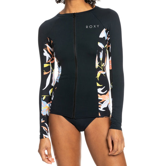 ROXY Long Sleeve Zipped Rashguard - Black